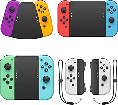 FANPL 5 in 1 Hand Grip Connector for Nintendo Switch Joy Con & OLED Model Joy Con, Comfort Game Handle Connector with Wrist Strap for Joy Cons - Image 1