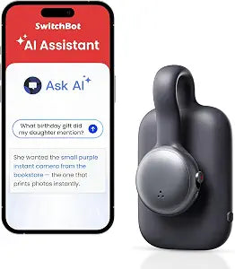 SwitchBot AI MindClip Wearable Voice Recorder, AI Note Taking Device, 64GB