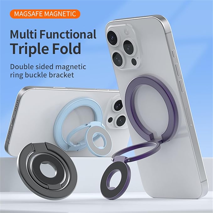 Ysnzaq for MagSafe Phone Grip, Magnetic Ring Holder Adjustable Kickstand, Dual-Sided Magnetic Stand for iPhone 17 Pro Max 16 15 14 13 12 Pro Max, Samsung, Google, 11D Gold
