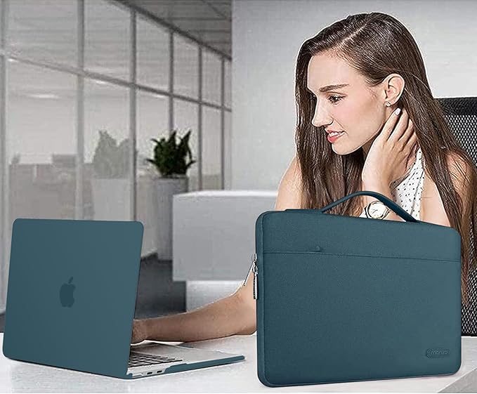 MOSISO Compatible with MacBook Air 13 inch Case M5 2026 M4 2025 M3 M2 2024-2022 A3449 A3240 A3113 A2681,Hard Shell&Sleeve Bag&Keyboard Skin&Webcam Cover&ScreenFilm for MacBook Air 13.6, Teal Green