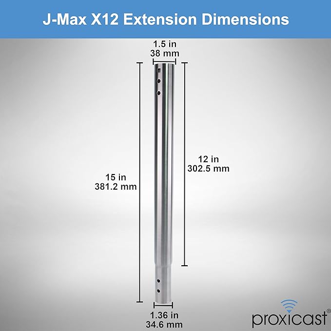 Proxicast 12 inch Stainless Steel Extension Pole for Proxicast J-Max Antenna Mounts (ANT-800-X12)