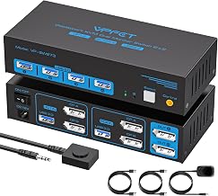 4K@144Hz KVM Switch 2 Monitors 2 Computers Display Port 8K@60Hz USB 3.0 KVM Switch Dual Monitor for 2 Computers Share 2 Monitors and 4 USB Devices Support Extended/Copy Mode with Desktop Controller - Image 1