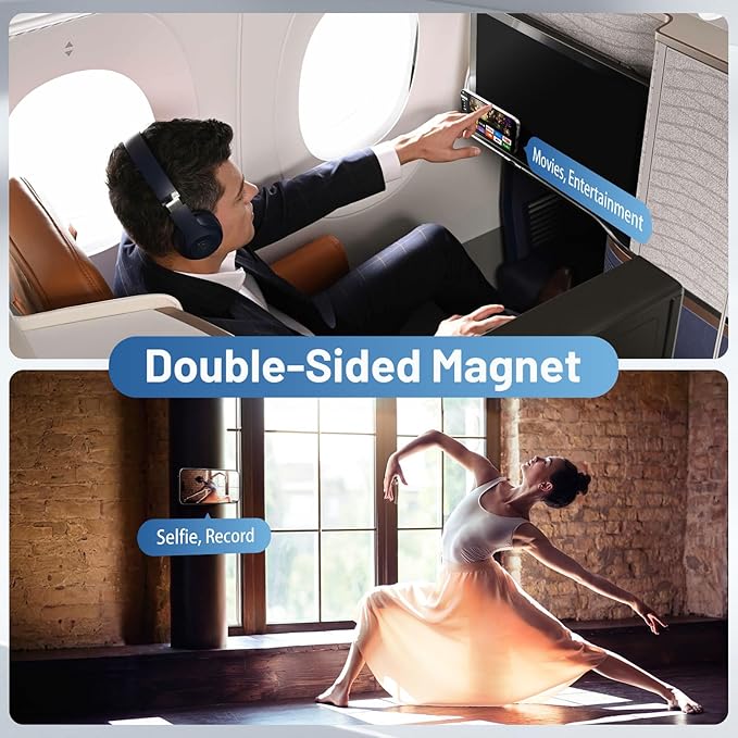 Phone Ring Holder, Dual Sided Magnetic Phone Grip Magnet Cell Phone Finger Holder for Hand Removable Slim Handle Grip Kickstand Compatible for MagSafe iPhone 17/16/15/14/13/12 Series, Purple