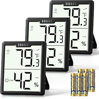 DOQAUS 3 Pack Digital Hygrometer Indoor Thermometer Black - Image 1
