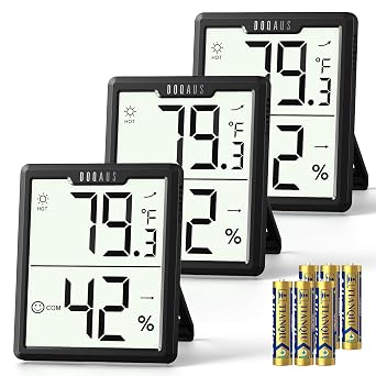 DOQAUS 3 Pack Digital Hygrometer Indoor Thermometer Black