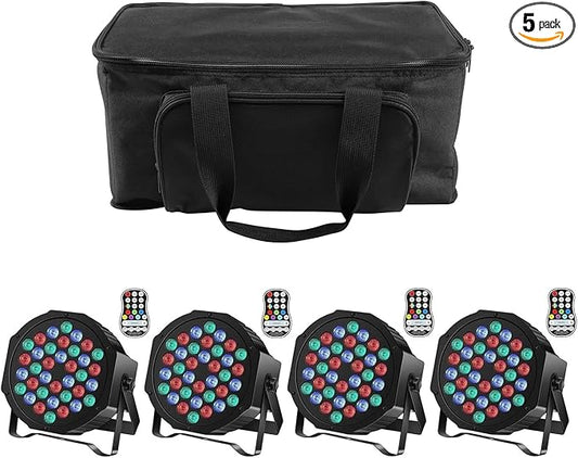 HOLDLAMP Rechargeable Par Lights 36W RGB Battery Powered, Wireless LED Par Lights DJ Uplights Sound Activated& Remote Control for Wedding Events Club Party Church Stage Lighting, 4 Pack with Bag