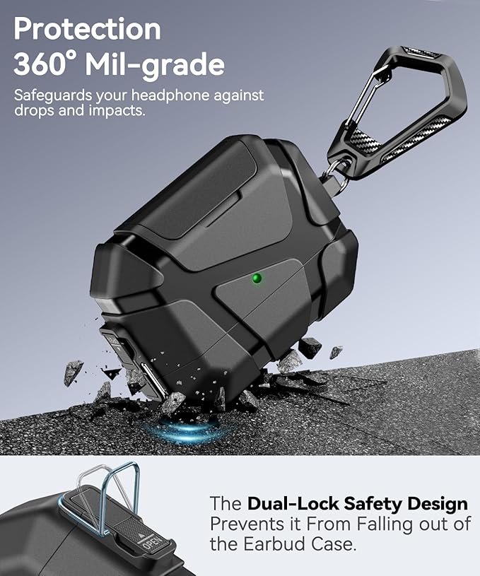 for AirPods Pro 3rd Case (2025 New),Secure Lock & Phone Stand Design Compatible with Airpods Pro 3 Generation Cover with Cleaner Kit-Balck