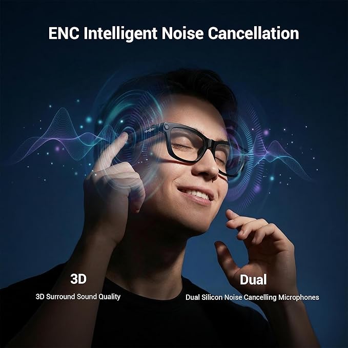 Blackview AI Smart Glasses with Camera, BT Call/Photo/4K HD Video Recording Glasses with Real-Time Translation, AI Voice Assistant, Object Recognition, Gradient Lenses