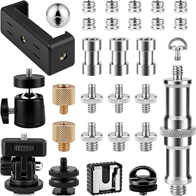 30Pack Camera Tripod Screw Mount Kit, 1/4" & 3/8" Camera Screw Adapter