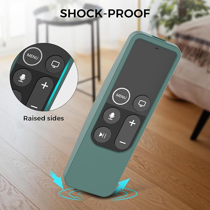 AhaStyle Protective Case for Apple TV Siri Remote [1st Gen] With AirTag Holder, Anti-Slip Silicone Cover Compatible With 2016 TV HD and 2017 4K [1st Generation] (Pine Green)