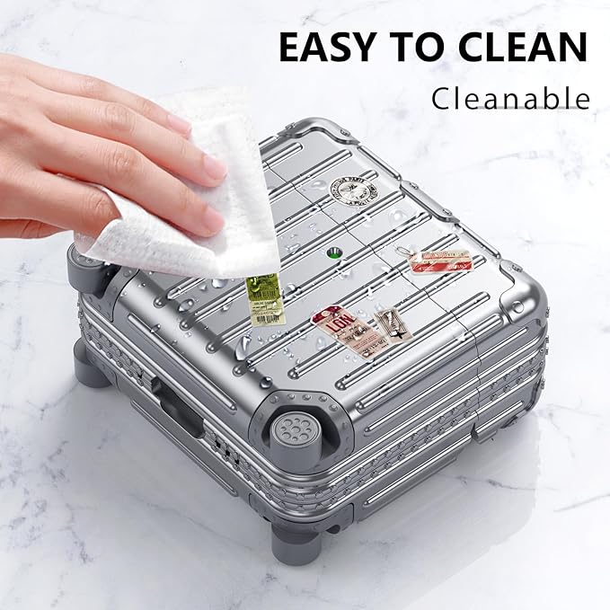 Filoto Compatible with Airpods 4 Case, Cute Fashion Suitcase Design for Airpods 4th Generation Case Cover, Shockproof Protective Hard Case with Keychain/Cleaner Kit (Silver, Airpods 4 Case)