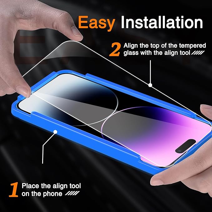 Wiaocit 3 Pack Tempered Glass Screen Protector for iPhone 14 Pro Max with 3 Pack Camera Lens Protector, 9H Hardness, Bubble Free, Case Friendly