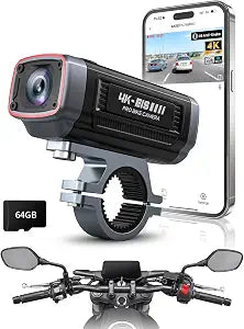 AKEEYO 710Pro EIS Motorcycle Camera with 2K 60FPS, 4K 30FPS 8MP WiFi Dash Cam, IP66 Waterproof, 143° Wide Angle Night Vision, G-Sensor Parking Mode, 64GB Card Included, 5GHz WiFi & HDR