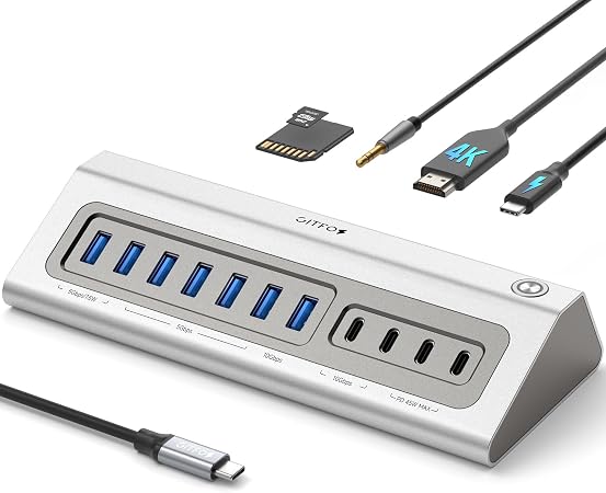 Gitfos Powered USB Hub, 18 in 1 USB C Hub with 4K HDMI, 10Gbps, PD 100W - Image 3