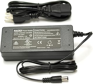 [UL Listed] Professional 12V 5A 60W Power Supply Adapter for CCTV Security Cameras 4 8 16 Channel DVR or NVR, 12Volts 5000mA Universal AC DC Power Cord for Samsung Wisenet Night Owl Lorex Swann Q-See - Image 1