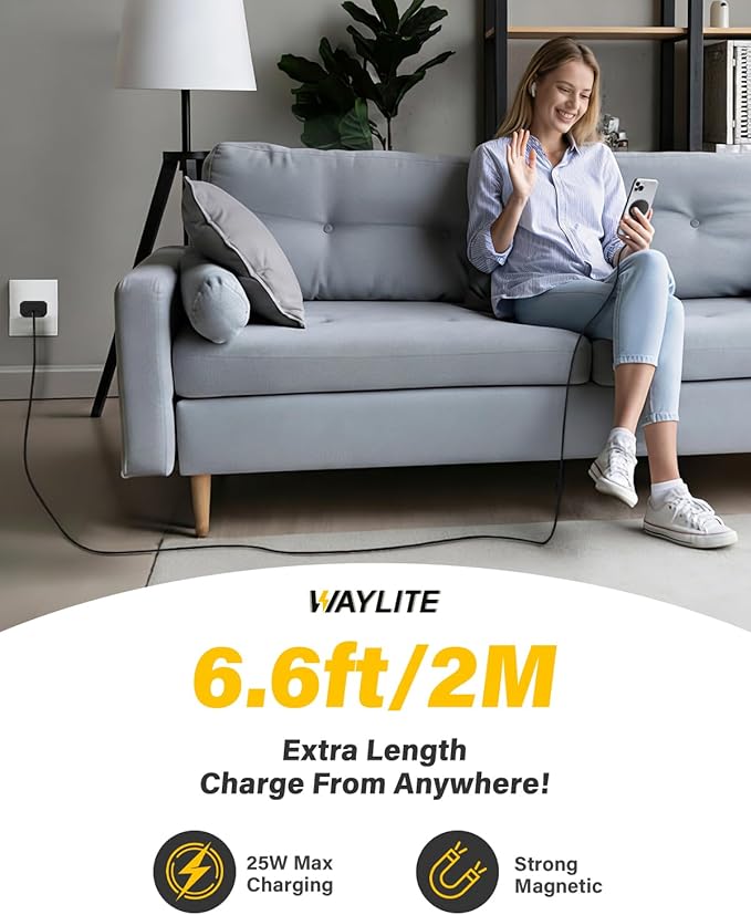 25W Magnetic Wireless Charger, 6FT Fast Charging Pad Qi2.2 Wireless Charge for iPhone 17 16 /AirPods3/2/Pro/for Galaxy S26 Ultra/Pixel 10 Series, Portable Charger for Desk& Travel(2Pack,Black)