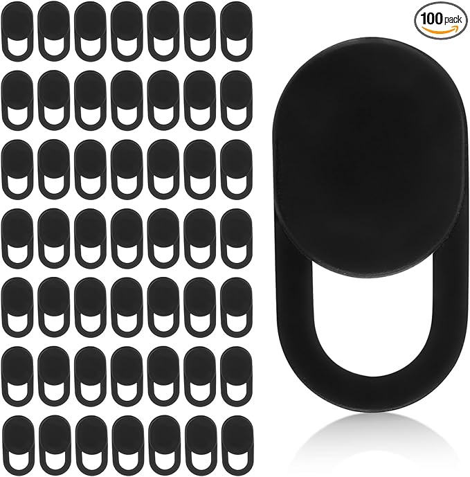 100pcs Laptop Camera Covers, Black Ultra-Thin Front Webcam Privacy Cover Slide Webcam Protects Your Privacy & Security for Laptop Desktop Cell Phone Tablet Accessories