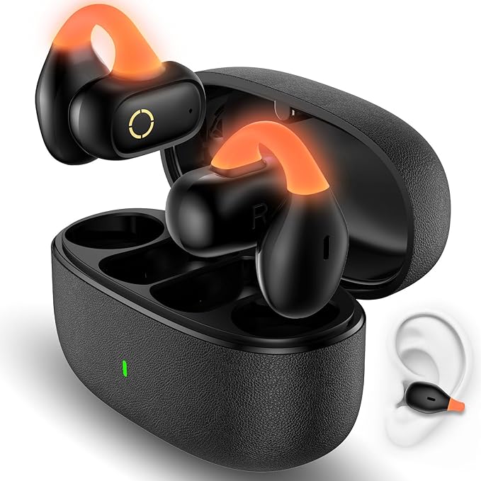 Open Ear Wireless Earbuds Secure Clip Sports Headset Light Bone Conduction Running Headphone Bluetooth Gaming Earphone for iPhone 17 Pro Max 16e 16 15/Samsung A17 A16 S26 S25 S24/Pixle 9 10/Android