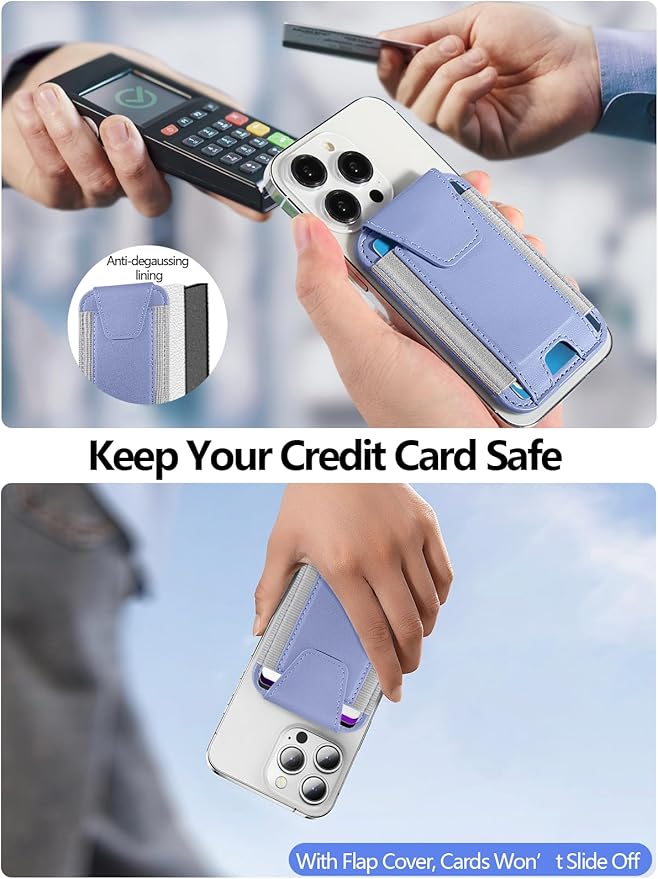 Miroddi for MagSafe Wallet with Privacy Flap, Strongest Magnetic Card Holder for iPhone 17, iPhone 16/15/14/13/12 Series, Detachable Magnetic Phone Wallet, RFID Blocking, Fit 7 Cards, Wisteria Purple