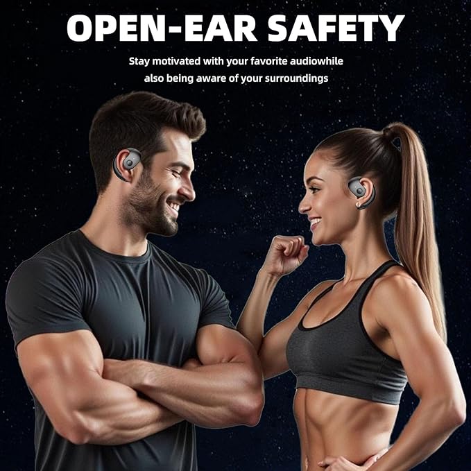 Wireless Earbuds Open Ear Buds Ows Bluetooth Headphones Outside Ear Wireless Hang-ing Headset IPX5 Waterproof Headset with Mic Bone Air Conduction Earbuds for Sports/Workout/Running