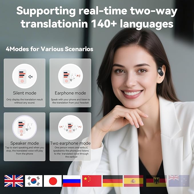 Ai Translation Earbuds Real Time 144 Languages Translator Earbuds Real Time Translating Ai Headphones Language Translation AudíFonos Traductores Traductor De Ingles EspañOl