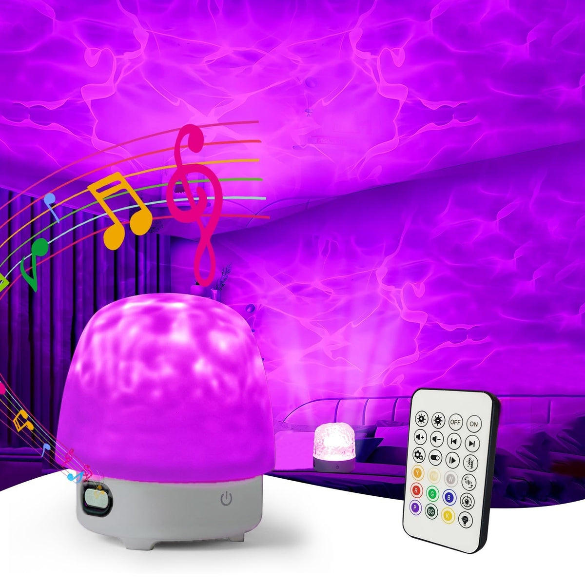Galaxy Projector Lamp, Ocean Wave Projector Light With Bluetooth Speaker, RGB Colors Changing With Remote Control, Water Wave Light Projector Cordless For Kids, Room Decor, Bedroom, Party, Gift