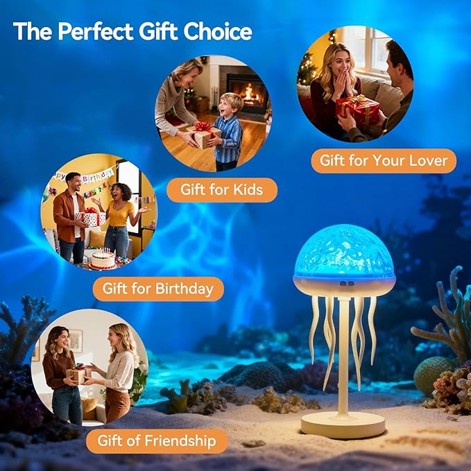 Vivilumens Jellyfish Lamps Projector RGB Night Lights with 7 Color Portable Bright Table Desk Lamp Nightlight Ocean Ambient Lighting for Bedroom Living Room Christmas Home Decor Gift for Birthday