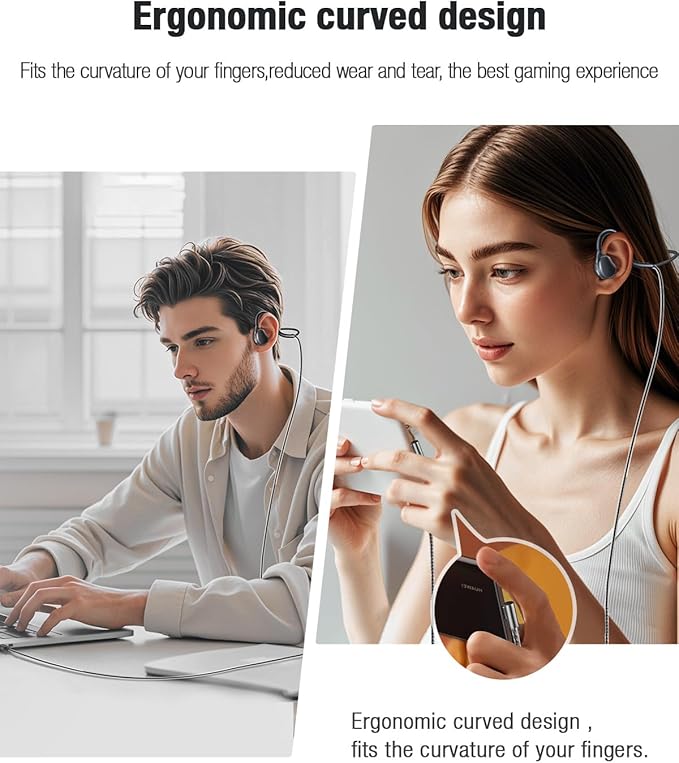 USB C Wired Headphones,Open Ear Headphones with Mic Air Conduction Wired Earbuds with Premium Sound Headset Perfect for with New iPhone 15 & 16, Samsung & Android Type C Phones- Black