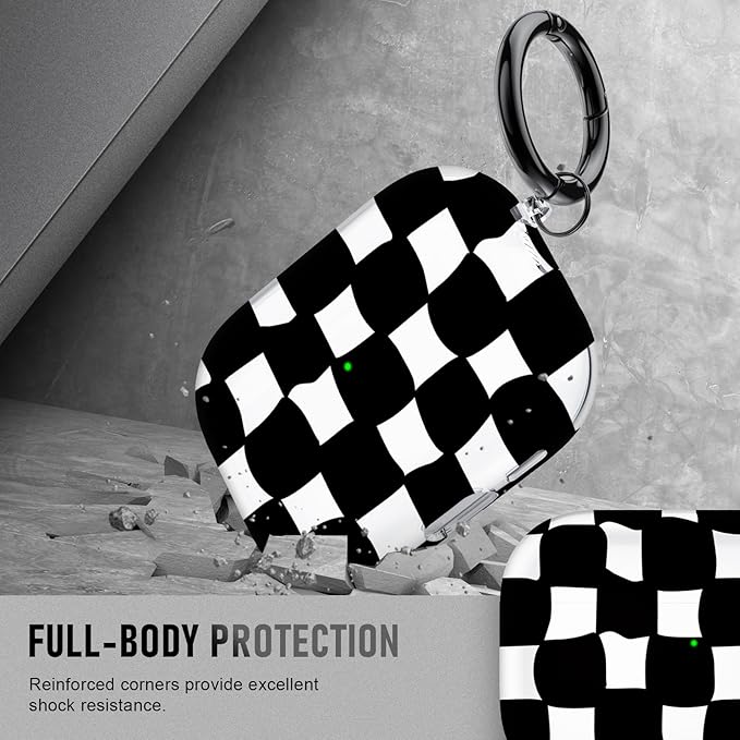 for AirPods Pro 3 Case (2025) with Cleaner Kit, Cute Soft Silicone Cover Compatible AirPods Pro 3rd Genera case with Keychain for Women Men with Keychain for Airpod Pro case(2025) Checkered Pattern