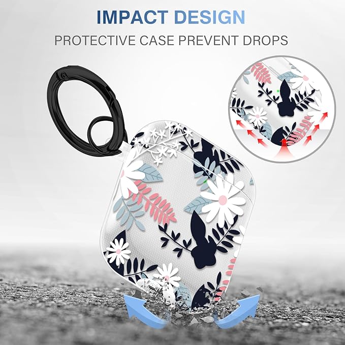 Maxjoy Compatible with AirPods 2nd Generation Case Cover, Cute Flowers Soft Protective for AirPod 1st and 2nd Charging Case, Black Red Leaf
