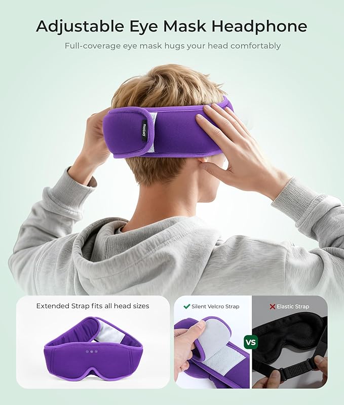 MUSICOZY Sleep Mask Headphones Bluetooth 5.4, 3D Blackout Eye Mask with Wireless Music Earphones, Hi-Fi Sound＆Long Battery Life Sleeping Headphones for Side Sleepers, Uniqe Gift for Men Women Travel