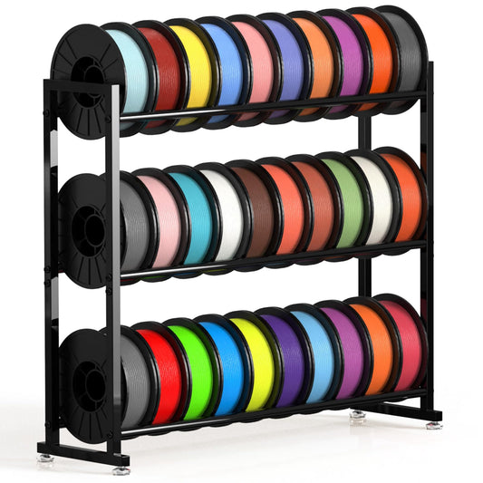 3-Tier 3D Filament Storage Rack - Heavy Duty Metal Spool Shelf for 30 Rolls