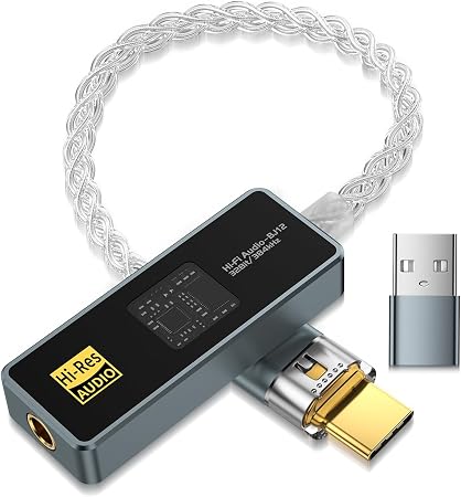 USB C to 3.5mm Audio Adapter Equipped with Dual DAC Chip CX31993&SGM8262, Audio Dongle with HiFi Amplifier, USB C to 3.5mm Headphone Aux Converter & USB A Adapter for Android iPhone iPad PC Mac