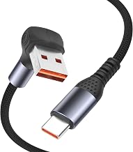 YACSEJAO 66W Right Angle USB A to C Cable, 90 Degree, 0.6FT/20CM