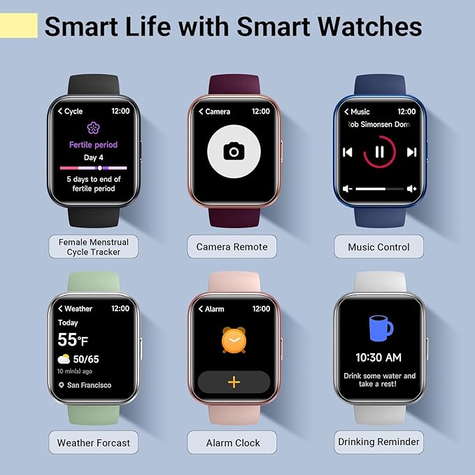 Smart Watches for Women/Men, Smart Watch for Android Phones & iPhone, Fitness Watches for Women with Alexa, Call & Notification Alerts, Tracks Heart Rate/Sleep Smartwatches (Green, 1.8 inches)