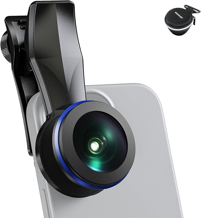 NEEWER 200° Fish Eye VR Lens with 17mm Thread Phone Lens Clip for Panoramic View, Live Streaming, Outdoor Landscape, Architecture, Compatible with iPhone 17 16 Pro Max S25 Ultra