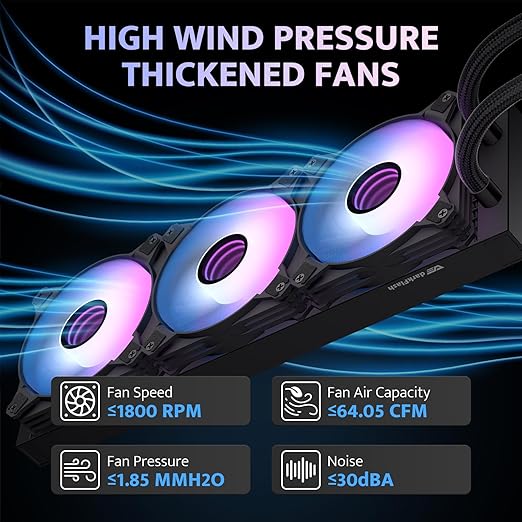 darkFlash DV360S All-in-one Liquid CPU Cooler, 3.2” LCD Screen with 320 * 320 Resolution, ARGB Sync, PWM Fans 360mm Radiator, CPU PC Aio Cooler Compatible with Intel 1851/1700, AMD AM4/AM5 (Black)