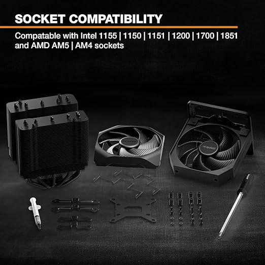 be quiet! Dark Rock Elite Air CPU Cooler | 2X Silent Wings 135mm PWM Fans | Speed Switch with 2 Modes | High-Performance Heat Pipes | Front Fan Rail System | Enhanced RAM Compatibility | BK037