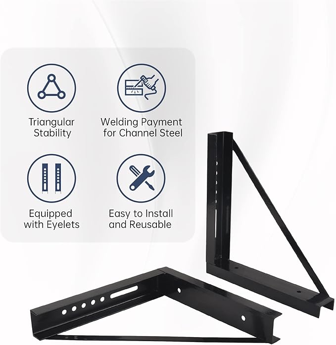 18’’x18’’ Bolted Steel Mounting Brackets for Trailer Tool Box, Set of 2- Black