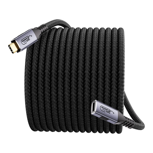 USB-c Extension cable16.5ft, 20 Gbps High-Speed Data Transfer, 4K Video Support, 100W Charging, Braided, Male to Female Extender Compatible with Thunderbolt 3/4,Laptop,SSD,Monitors and More