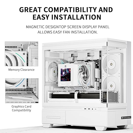 Thermalright Phantom Spirit 120 Vision Snow CPU Air Cooler, Twin Tower Radiator 2150RPM Speed,480x480 Resolving Power IPS Screen with 3.95in,Computer Cooler for Intel lga1851/1700/115x,AM4/AM5