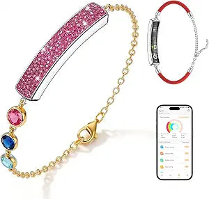 Smart Bracelet for Women – Fitness Tracker with Heart Rate, Sleep & Step Tracking, 1ATM Water Resistant, Multi-Sport Modes, Fitness Tracking Wearable with Free App, 2 Bands(Pink&Gold)