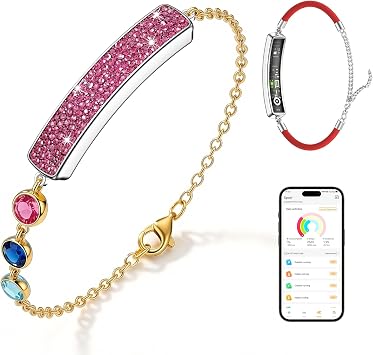 Smart Bracelet for Women – Fitness Tracker with Heart Rate, Sleep & Step Tracking, 1ATM Water Resistant, Multi-Sport Modes, Fitness Tracking Wearable with Free App, 2 Bands(Pink&Gold)