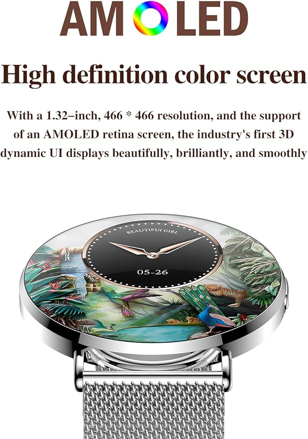 Ultra-Slim Women’s Smart Watch 41mm, All-Metal Body, 1.32" AMOLED Display, Bluetooth Calls, Health & Fitness Tracker with 150+ Sports Modes, for iPhone & Android (Gold)