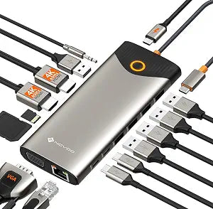 NOVOO 15 in 1 Docking Station Dual Monitor USB C Docking Station 3 Monitors