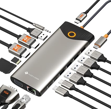 NOVOO 15 in 1 Docking Station Dual Monitor USB C Docking Station 3 Monitors