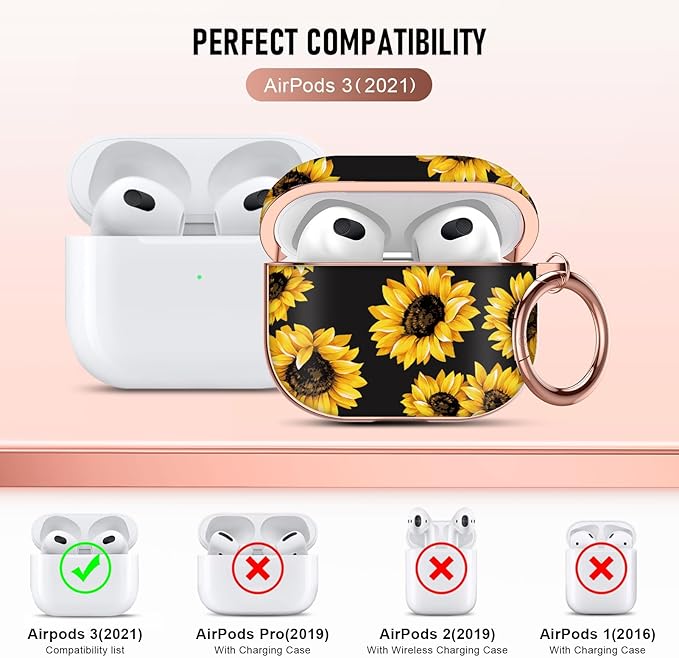 Maxjoy for AirPods 3rd Generation Case, Compatible with Apple AirPods 3rd Charging Case, Yellow Flowers