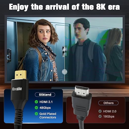 8K HDMI Extension Cable 15 FT, HDMI 2.1 Ultra High Speed Male to Female Cord Adapter, 26AWG OFC Conductor, Compatible with Roku TV Stick PS5 PS4 Xbox Laptop PC Player Google Chromecast Wii U HDTV