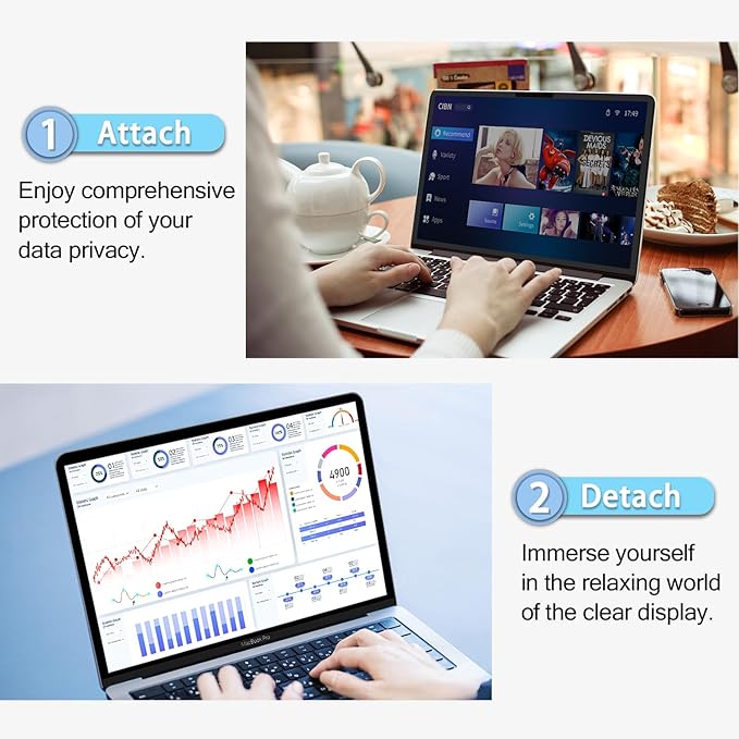 PYS Privacy Screen Protector for MacBook Pro 16 Inch (2021-2024, M1, M2, M3, M4) - Nano Attach, Anti-Spy, Reusable & Removable, Blue Light & UV Blocking, 2Pcs Camera Cover Slide, Case Friendly