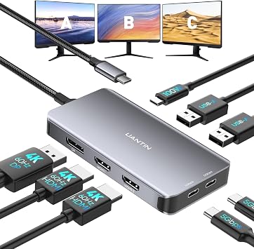 UANTIN USB C Docking Station Dual Monitor, Laptop Docking Station 3 Monitor - Image 2
